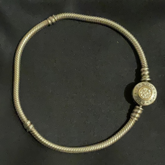 Pandora logo pave’ bracelet silver and 14k gold - Picture 3 of 5